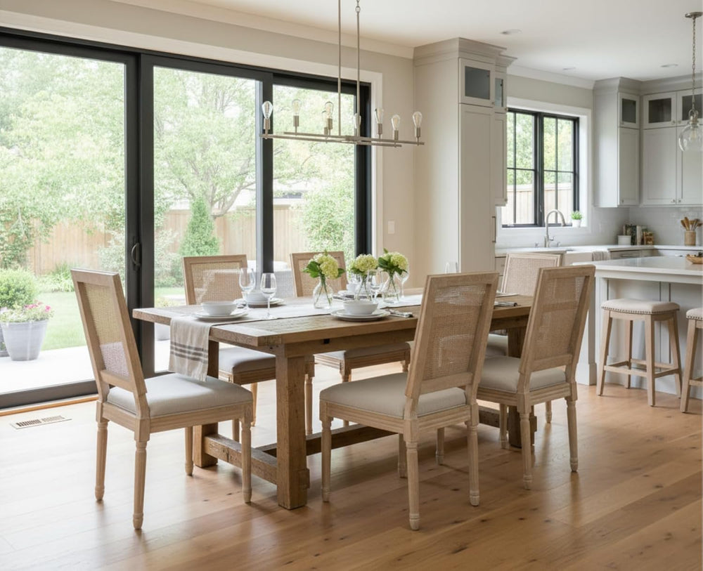 CIMOTA Farmhouse Dining Chairs Set of 8, French Rattan Dining Room Chairs wit...