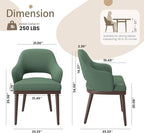 Wooden Dining Chairs Set of 2, Modern Fabric Upholstered Dining Room Chair, Kitchen Side Chairs, Farmhouse Dinner Chair with Open Back for Kitchen, Green