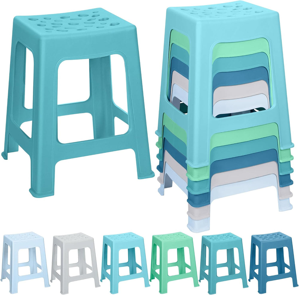 TURSTIN 6 Pack Plastic Stools 16.9 Inch Nesting Stools 6 Color Portable Backl...