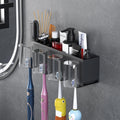 Toothbrush Holders for bathrooms, Toothbrush Holders Wall Mounted, Self-Adhesive Aluminum Toothbrush Organizer, Family-, Storing toothbrushes, Razors, Combs and ot(Titanium Gray)