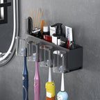 Toothbrush Holders for bathrooms, Toothbrush Holders Wall Mounted, Self-Adhesive Aluminum Toothbrush Organizer, Family-, Storing toothbrushes, Razors, Combs and ot(Titanium Gray)