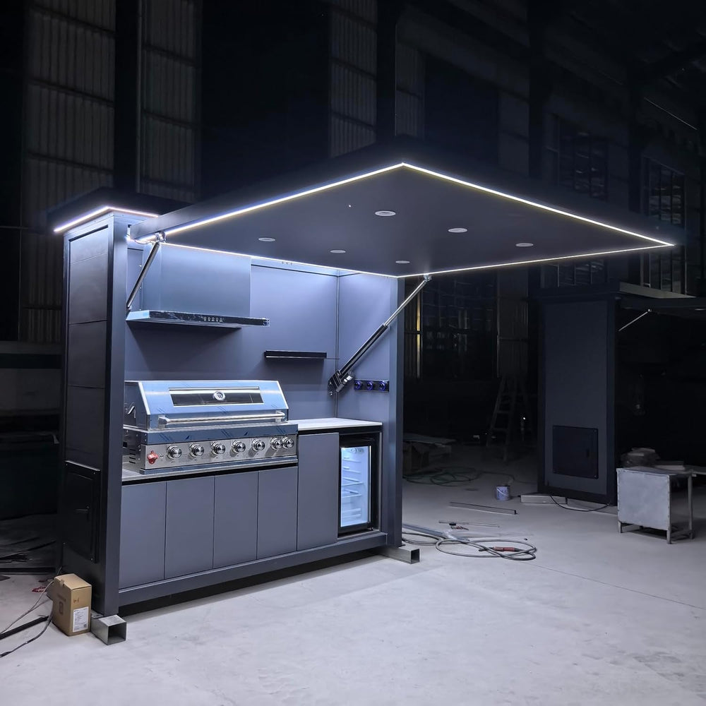 Durable Modular Outdoor BBQ Kitchen Station, Prefabricated Weatherproof Kitch...