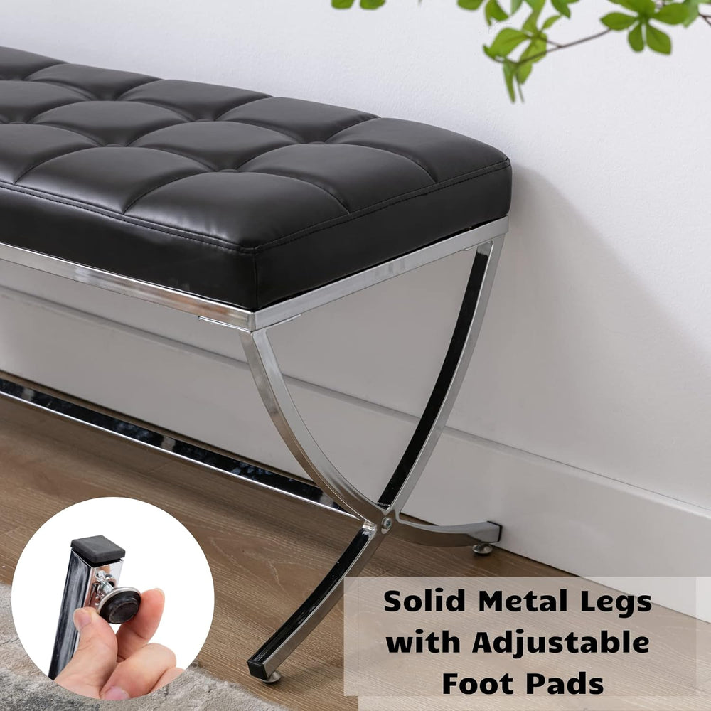 HEAH-YO Modern Dining Bench for Table, Button Tufted Ottoman Bench with Metal...