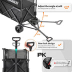 EchoSmile Collapsible Folding Wagon Cart with Mesh Fabric - 480lbs Capacity 2-in-1 Heavy Duty Utility Wagon for Camping, Beach, Grocery &Shopping