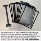 Ultimate Office AdjustaView 20-Pocket Desk Reference Organizer with Easy-Load Pockets and Compact Weighted Base for Stability, Black Pockets