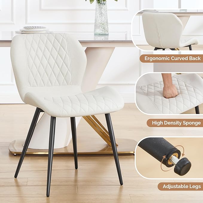 Dining Chair, Comfy Modern Dining Chairs with Thick Cushions, Upholstered Fab...