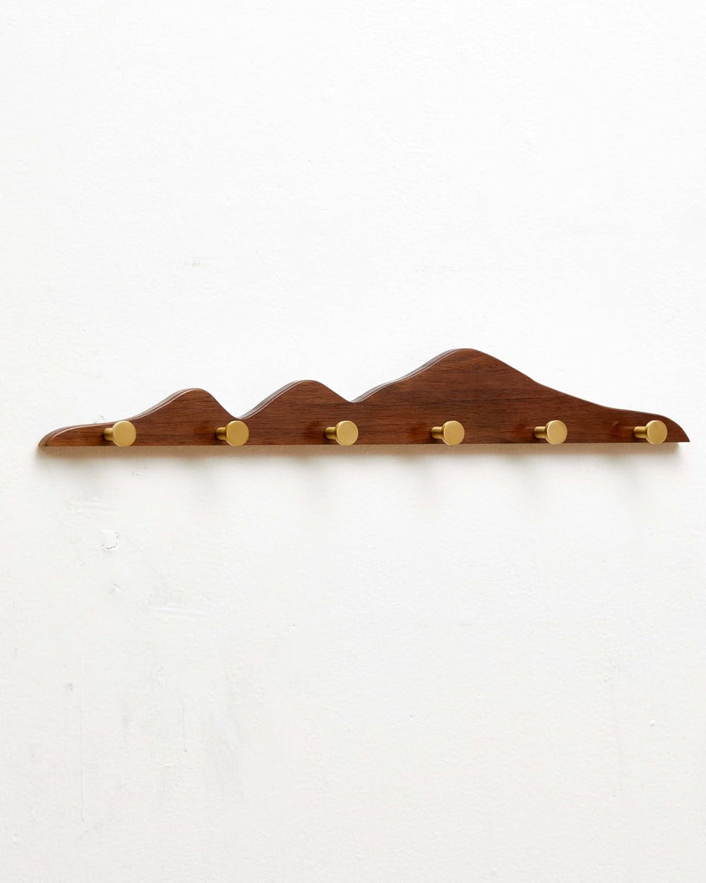 Wood Coat Hooks Wall Mount - Wooden Coat Rack with 6 Gold Brass Hooks for Ent...