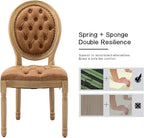 French Country Dining Chairs Set of 2, Caramel Kitchen & Dining Room Chairs, Faux Leather Kitchen Chairs, Tufted Upholstered, Wood Legs, Sillas De Comedor (PU, Amber, 2Pcs)