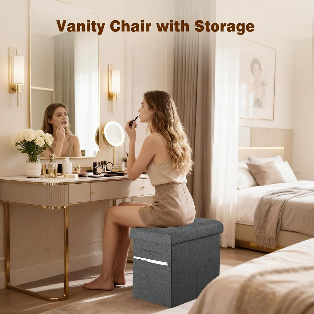 Storage Ottoman, Foot Rest Stool with Thicker Foam Padded Seat. 61L Slim Tall...