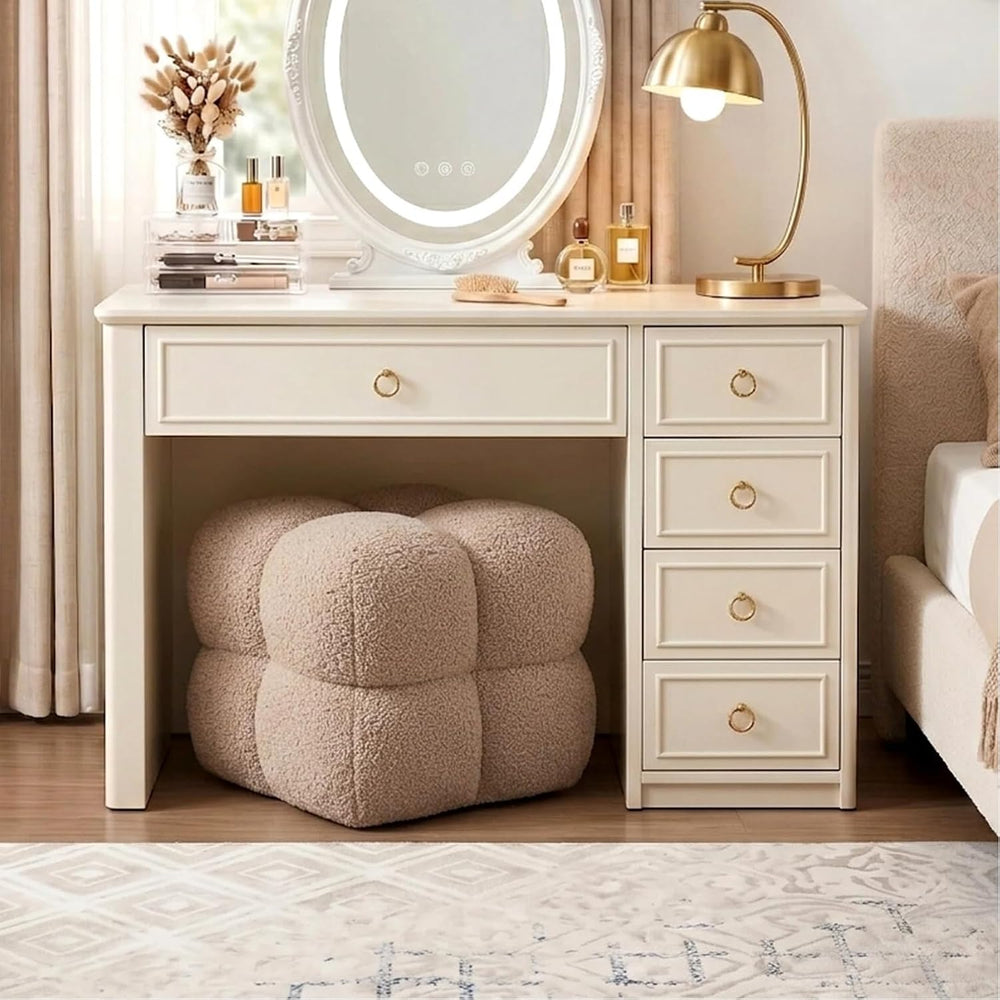 Zesthouse Square Pouf Ottomans Set of 2, Modern Vanity Chair for Bedroom | Sh...