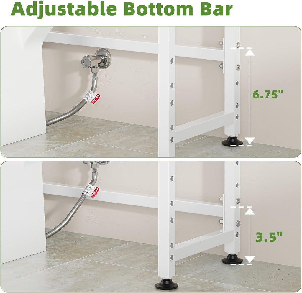 Simple Trending 8 Tier Over The Toilet Storage with Side Rack, Bathroom Organizer Metal Shelves for Towels, White