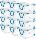 Sterilite 12-Pack Gasket Box, Weather-Resistant Storage Bins with Latching Lids, 120 Quart - Heavy-Duty Organizing Containers for Closet, Bathroom, and Office