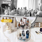 360 Rotating Makeup Organizer,2 Tier Large Capacity Make Up Organizers and Storage,Skincare Perfume Vanity Organizers,Bathroom Cosmetics Storage Organizer Countertop(Clear-2 Tier)