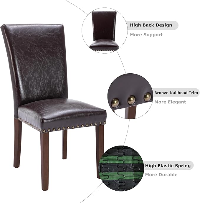 COLAMY Upholstered Parsons Dining Chairs Set of 6, PU Leather Dining Room Kit...