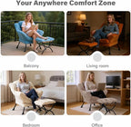 Tiita Lazy Chair with Ottoman, Modern Large Accent Lounge Armchair, Comfy Leisure Sofa Reading Chair with Footrest for Bedroom, Living Room, Dorm Rooms, Garden and Courtyard, Black