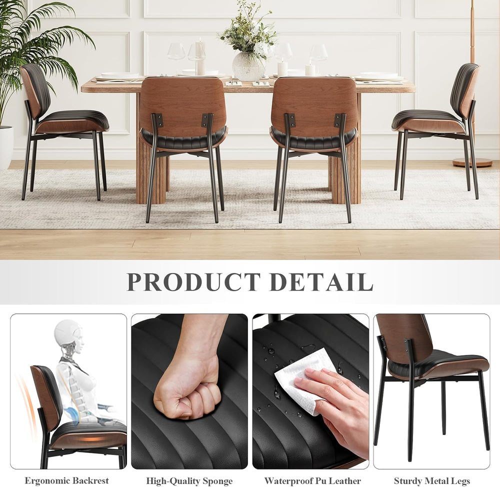 MALOL Leather Dining Chairs Set of 2, Modern Upholstered Dining Room Kitchen ...