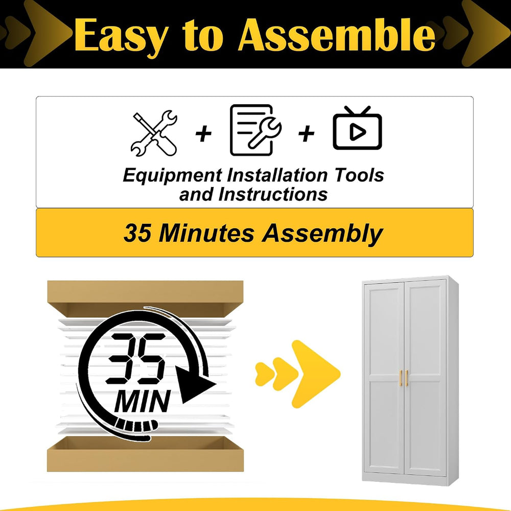 Steeloong 71"Metal Pantry Storage Cabinet with Doors & 4 Adjustable ...