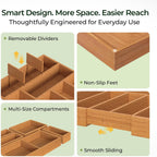 6-Piece Bamboo Drawer Organizer Set, 2.2" Deep Multi-Use Organizers for Utensils, Silverware, Cutlery, Desk, Bathroom, Junk Drawer & Makeup, Non-Slip Feet Included.