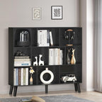 YAHARBO 10 Cube Bookshelf,3 Tier Bookcase with Legs,Black Mid-Century Modern Bookshelves,Large Free Standing Open Storage Organizer Shelf,Tall Wooden Book Case Furniture for Bedroom,Living Room,Office