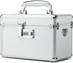 Storage Lock Box with Combination code, Lockable Medicine Storage Case, Empty First Aid Box, Security Lock Box, Multipurpose Lockbox for Home and Outdoor Use (Silver, Small)