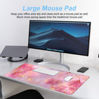 Elegant Pink Rose and Gold Marble Mouse Pad – 31.5" x 11.8" Extended Desk Mat with Abstract Floral Design – Luxurious Non-Slip Surface for Office & Home Decor