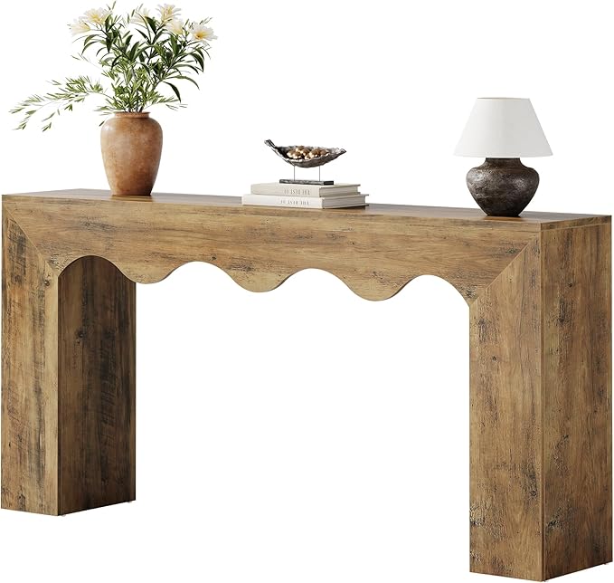 Tribesigns 63" Farmhouse Console Table, Wooden Couch Table Behind Sofa with Storage, Long Entryway Sofa Station, Narrow Console Stand with Base, Hallway Stand for Entryway, Living Room