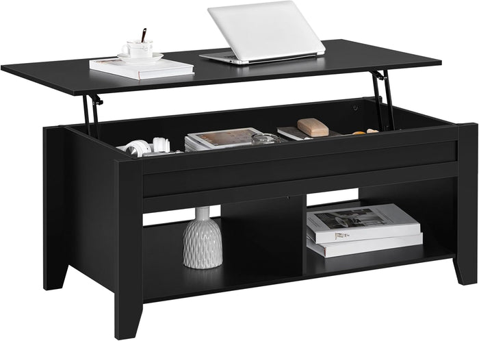 Yaheetech 39.5" Lift Top Coffee Table with Storage Shelf, Black