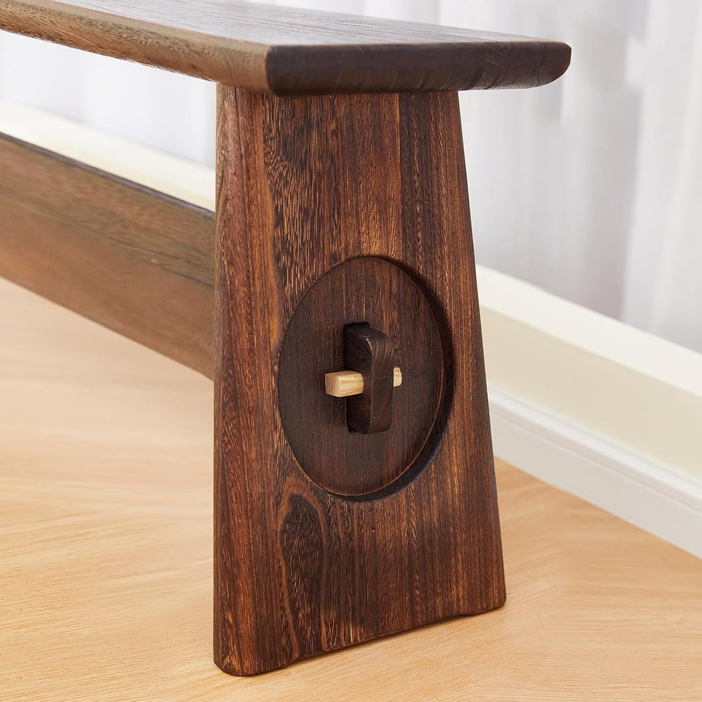 Farmhouse Skinny Narrow Entryway Bench, Rustic Dark Brown Wood | Multi‑purpos...