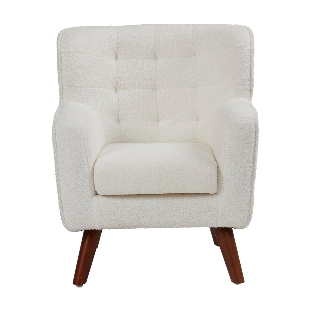 ECR4Kids Mila Sherpa Toddler Arm Chair with Removable Wooden Legs, Kids Furniture, White | Durable wood frame & high-density foam, 1-5 years, 60 lb capacity, soft sherpa fabric, gently curved back, adjustable glides