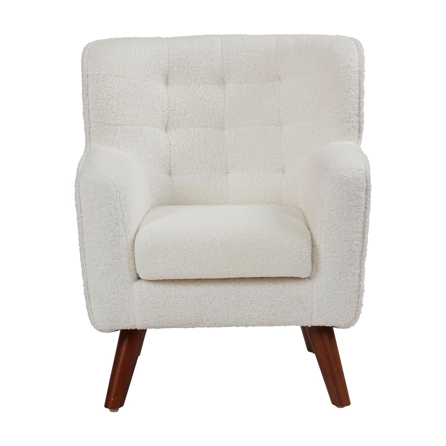 ECR4Kids Mila Sherpa Toddler Arm Chair with Removable Wooden Legs, Kids Furniture, White | Durable wood frame & high-density foam, 1-5 years, 60 lb capacity, soft sherpa fabric, gently curved back, adjustable glides