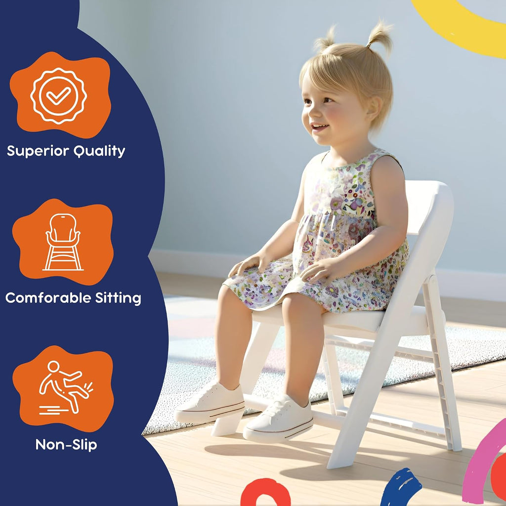 Giggle & Play Kids Folding Chair, 2 Pack - Toddler Beach & Camping Chair | Portable Folding Chairs for Kids & Toddlers, Lightweight for Beach, Camping & Sturdy Backrest, Easy Fold - White
