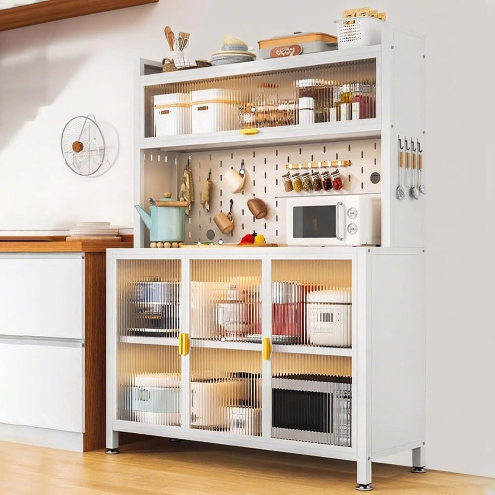 Sideboard with Buffet Cupboard, Tall Kitchen Pantry Storage Cabinet with Micr...