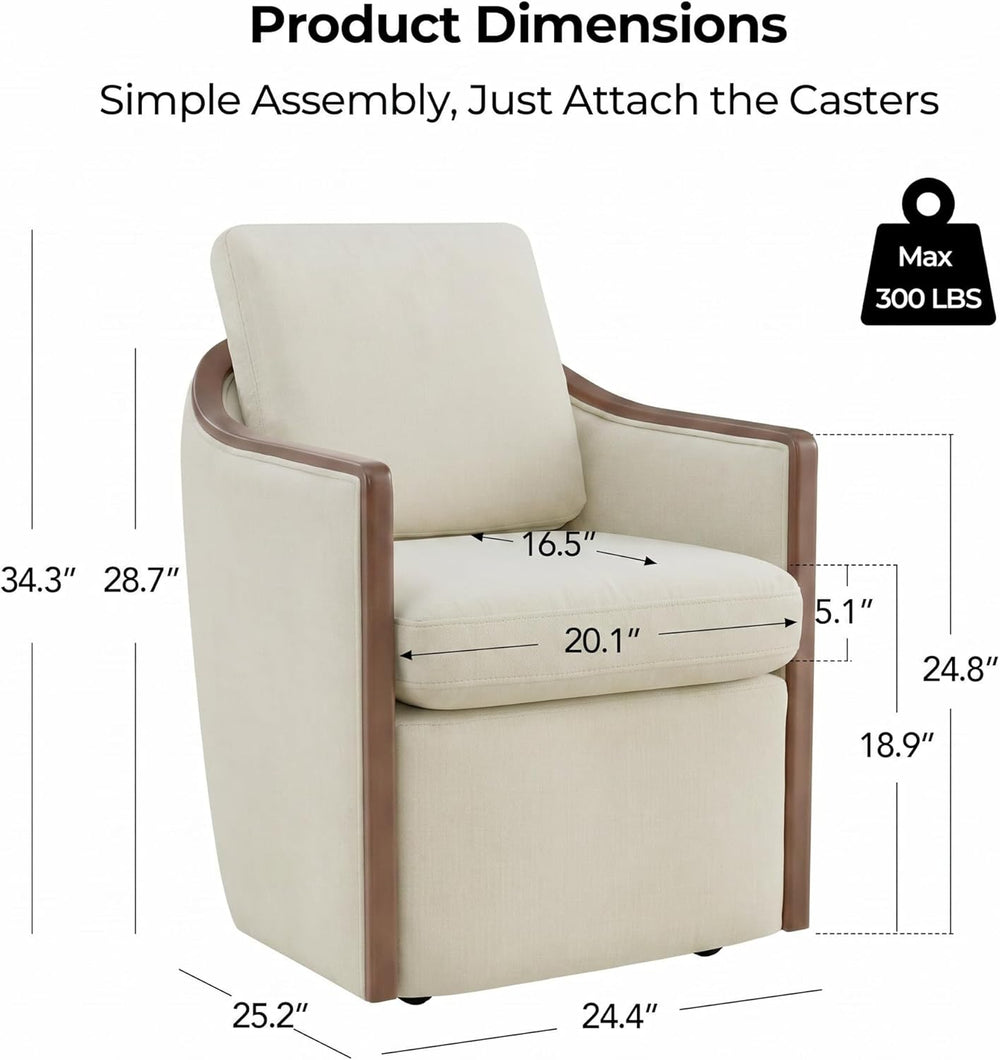 CHITA Upholstered Dining Chairs Set of 4 with Hidden Casters, Modern Dining C...