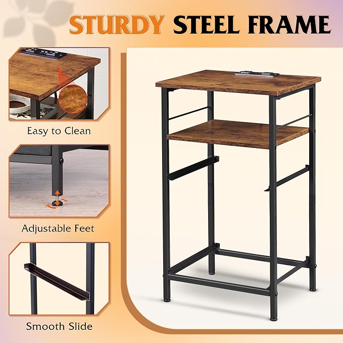 WLIVE Nightstands Set of 2, Night Stand Set 2 with Charging Station, Bedside ...
