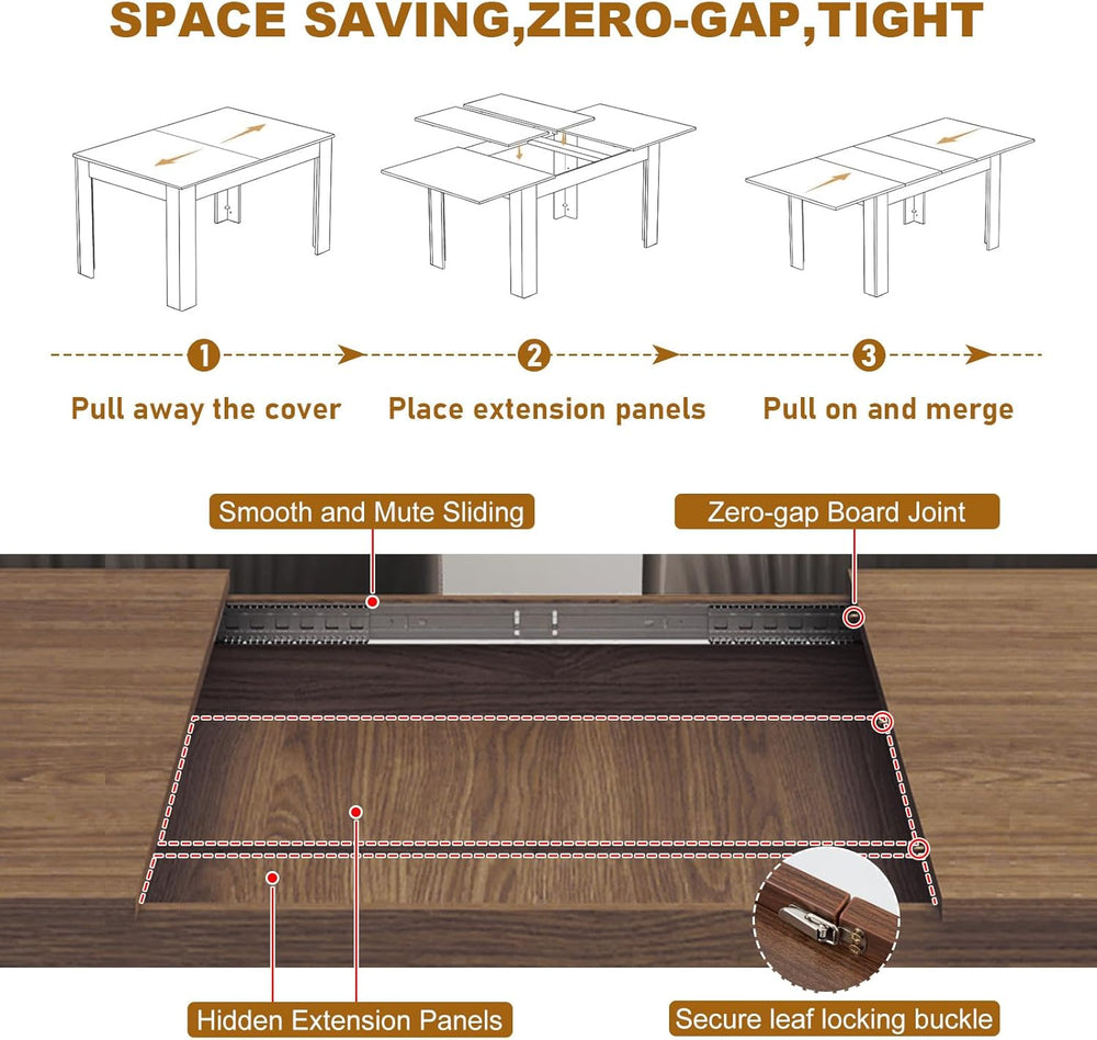 70.8"-110" Extendable Dining Table for 6-12 Person, Wooden Dining R...