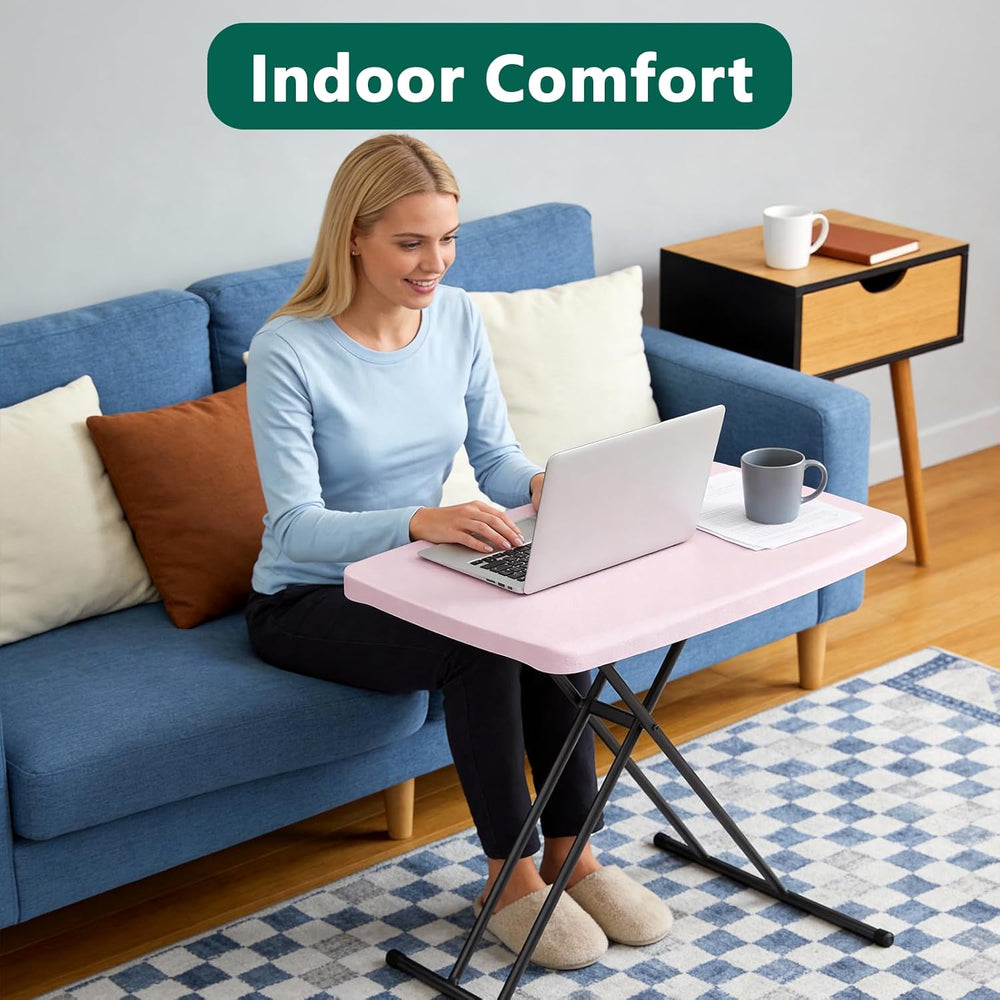 Folding Table 30 Inch - Small Desk Adjustable Height TV Tray for Laptop, Couc...