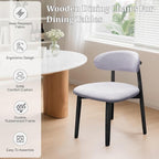 Farmhouse Dining Chairs Set of 4, Mid Century Modern Fabric Upholstered Kitchen Chairs, Wooden Dining Room Chair with Curved Back&Black Legs for Kitchen Dining Room Restaurant Cafe, Blue (Only Chairs)