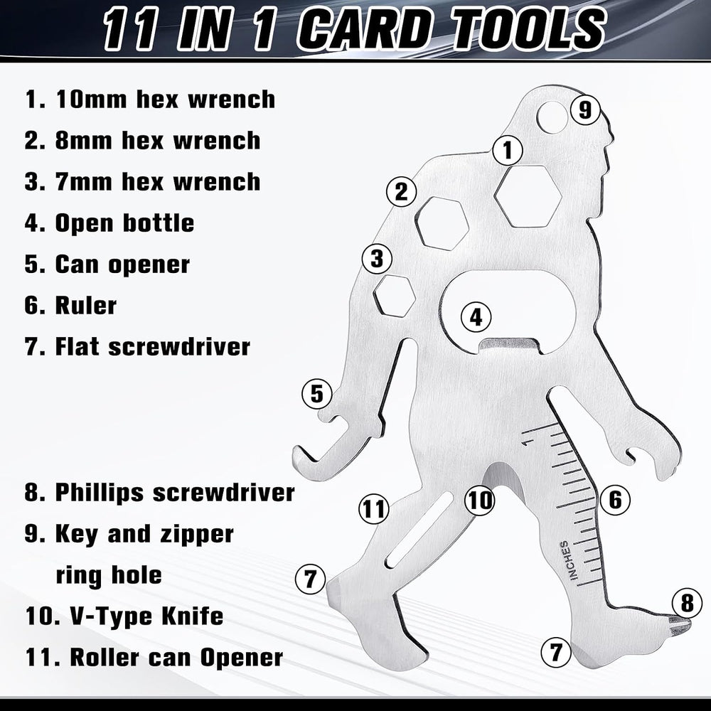 Cholemy 12 Pcs Bigfoot Credit Card Tool Novelty Christmas Men Gift, Silver