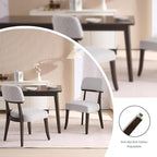 Modern Wood Dining Chairs Set of 4, Velvet Upholstered Kitchen Chairs with Open Curved Backrest & Black Hardwood Legs for Vanity, Living Room, 350 LBS Capacity, Grey