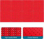 Peg Board,Pegboard Rack Garage Storage Steel Horizontal Peg Board Pack,Steel Pegboard Heavy Duty- 4 Pack 12-Inch X 24-Inch Metal Peg Board Tool Organization Panels (Red)
