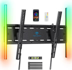 PERLESMITH Tilt TV Wall Mount with LED Light, TV Mount for 26–60 Inch TVs up to 115 lbs, Low Profile Backlit TV Bracket with Music Sync, Fits 8″/16″ Wood Studs, Max VESA 400x400mm, PSTVM74B