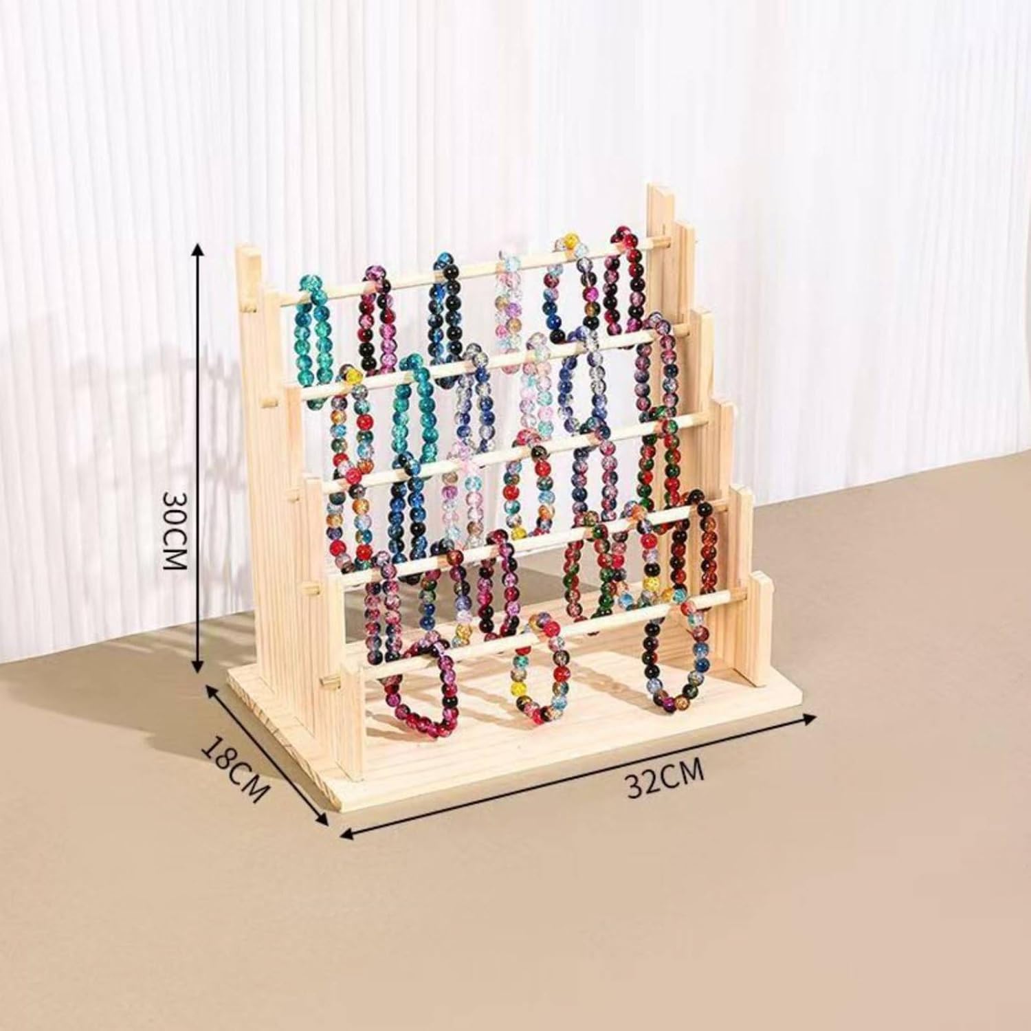 Amagogo Hair Hoop Shelf Solid Wood Accessory Stand Foldable Multi-Tier Ladder Headband Holder Display Rack Suitable for Teen Bedroom Dorm Room, Modern