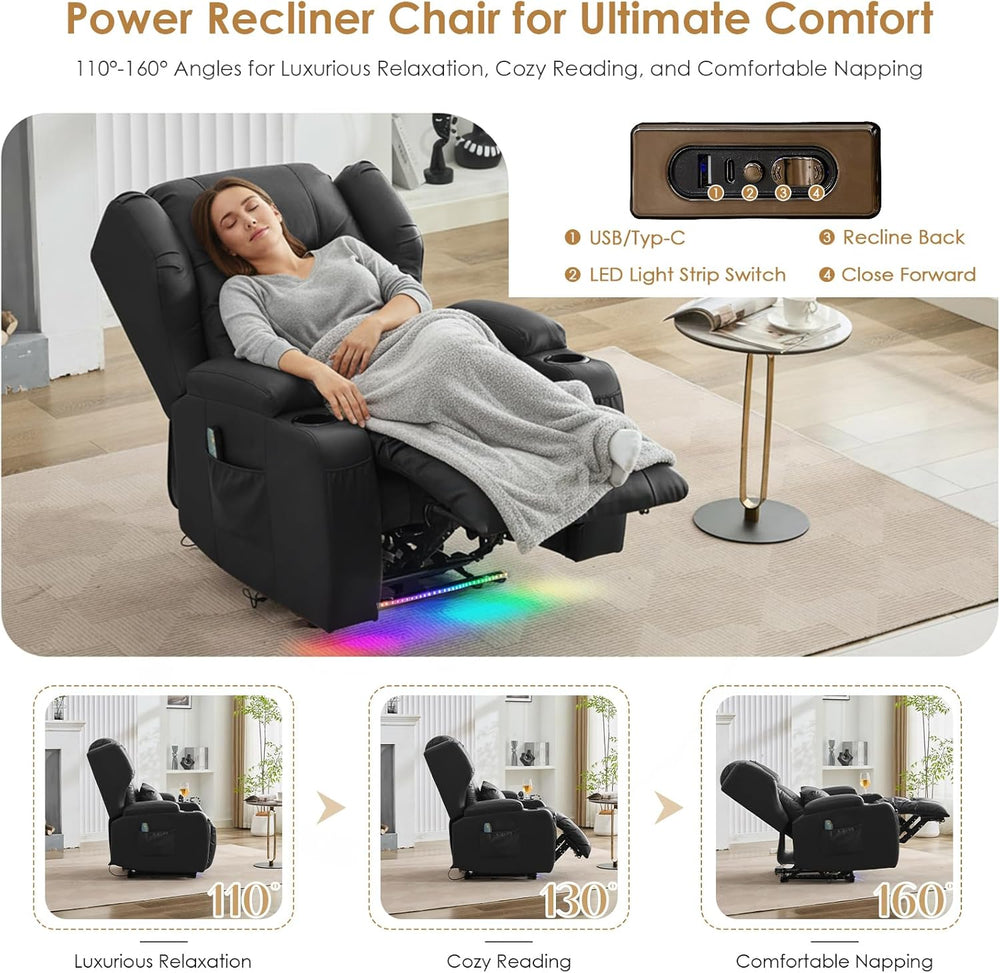 SAMERY Power Recliner Chair, Electric Wall Hugger Recliner Chair Reclining So...