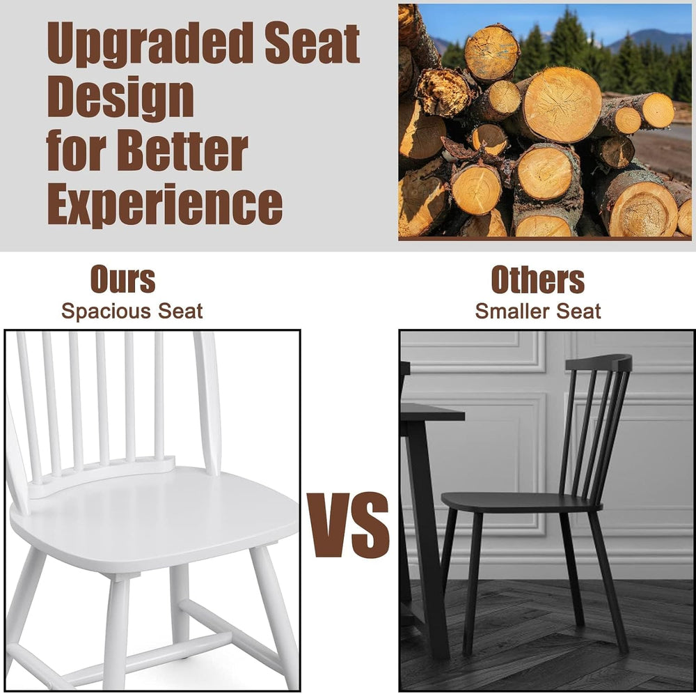 COSTWAY Windsor Dining Chairs Set of 2, Mid-Century Modern Wood Chairs w/Spin...
