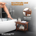 21" Teak Shower Bench for Inside – Luxury Spa-Style Comfort, FSC Certified Durable Teak Wood, Water-Resistant, Ergonomic Seat, Anti-Skid Stability and Enclosed Storage Shelf, 350 lbs Capacity