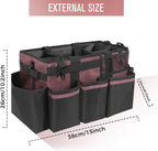 Wearable Cleaning Caddy, Cleaning Caddy Supplies Organizer with Handle & Shoulder Straps for Housekeepers, Under Sink & Car Cleaning Tool Organizers Bag with 4 Foldable Divider (LotusPink)