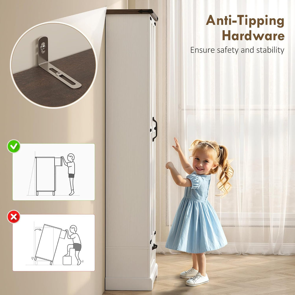 HOMCOM 71" Tall Kitchen Pantry Storage Cabinet Barn Doors Drawer White |...