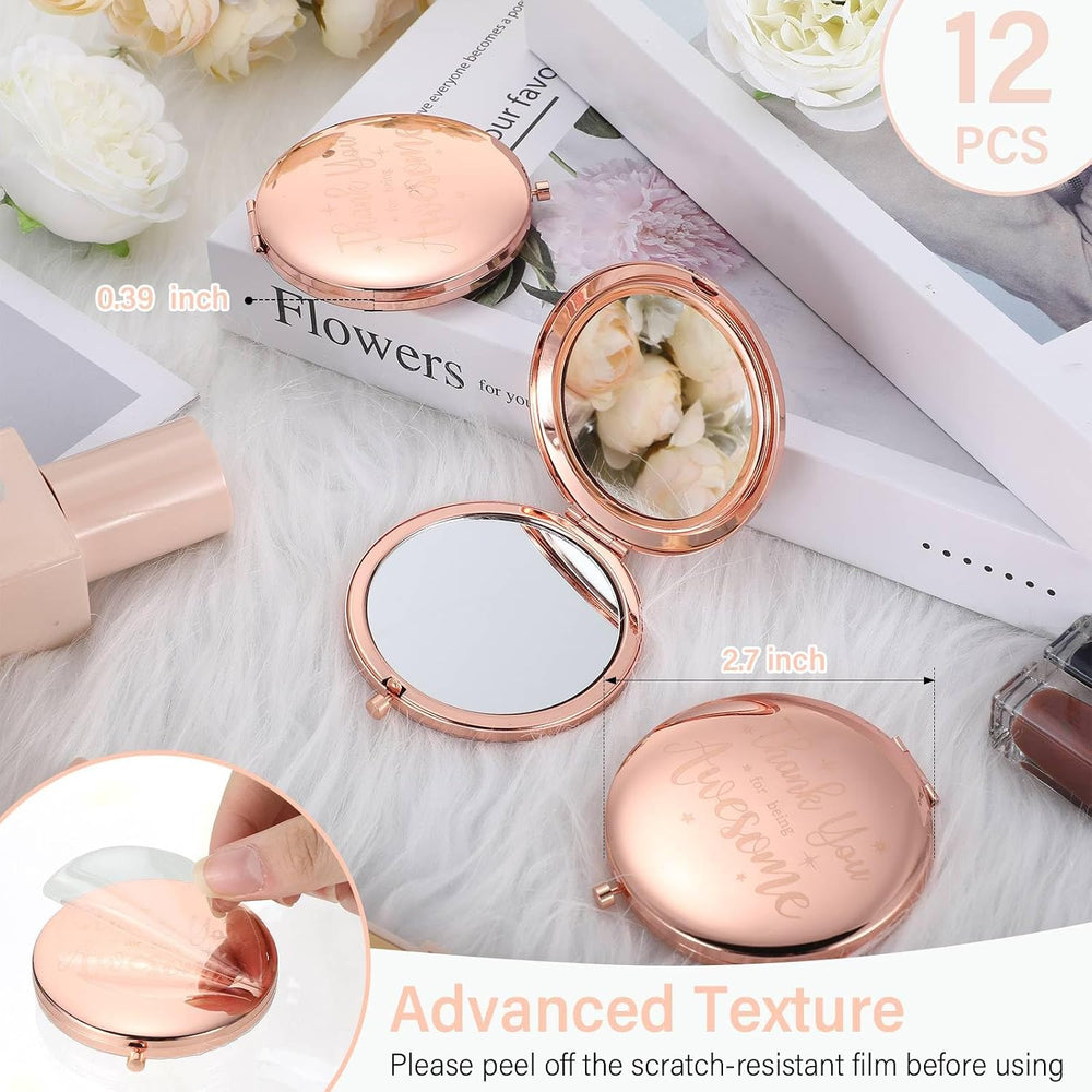 Roowest 12 Pcs Inspirational Compact Mirror Bulk for Mom Women Gifts Double S...