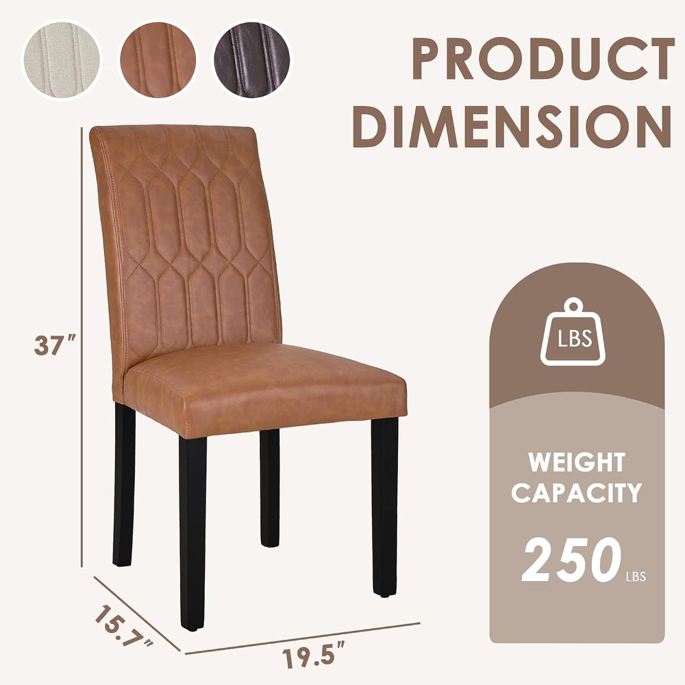 VECELO Upholstered Dining Chairs Set of 6, Modern PU Leather Accent Parsons, ...