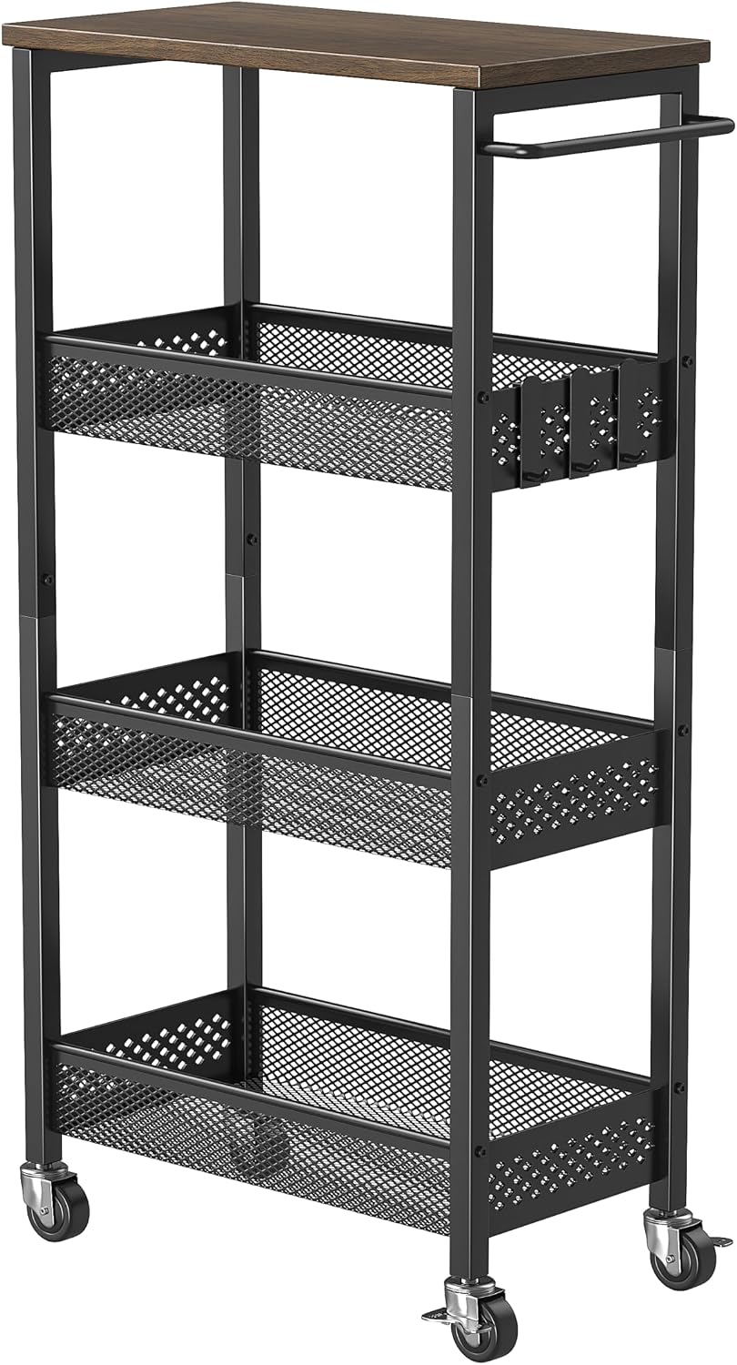 XYZLVSI Slim Rolling Storage Cart, 4 Tier Small Bathroom Cart Organizer | 9.1...